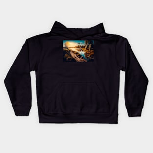 Sunny riverside landscape #2 Kids Hoodie